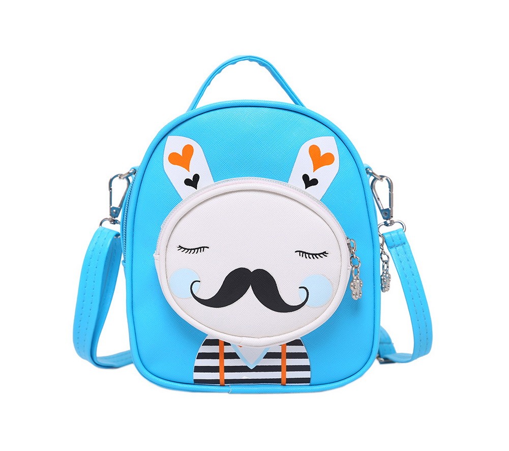 Kids Moustache Rabbit School Bag Cute Travel Shoulder Bag Backpack Purses Blue