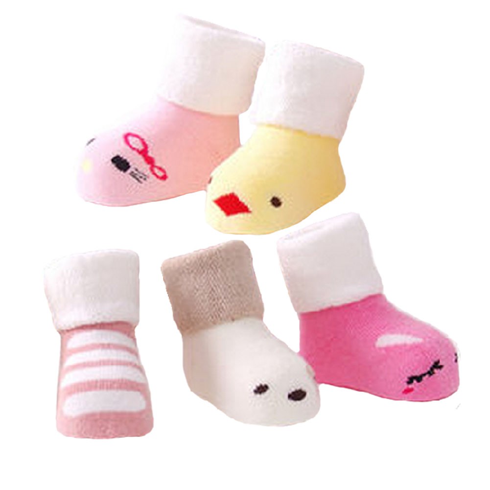 5 Pairs of Cozy Cartoon Designer Unisex-Baby Cotton Socks,  1-3 years