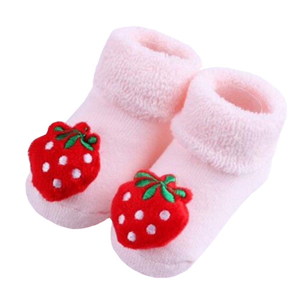 2 Pairs of Cozy Designer Unisex-Baby Cotton Socks Baby Gifts , Strawberry
