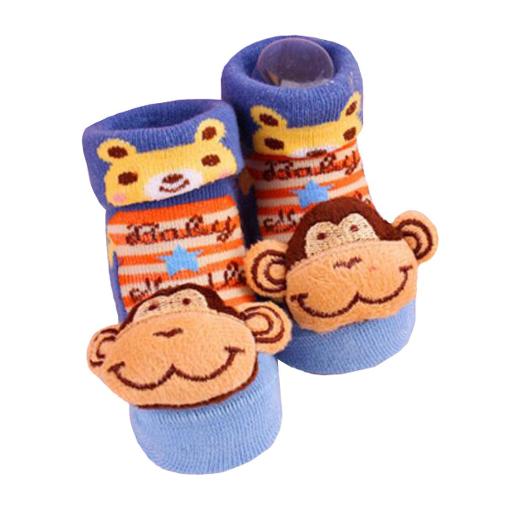 2 Pairs of Cozy  Baby Cotton Socks Baby Gifts Comfortable Socks Heartwarming Baby Gifts,  monkey