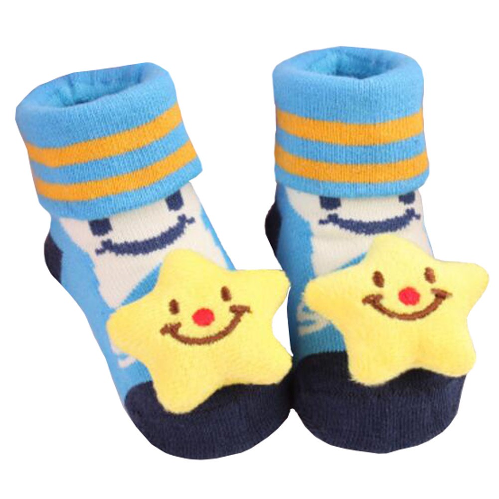 2 Pairs of Cozy  Baby Cotton Socks Baby Gifts Comfortable Socks Heartwarming Baby Gifts,  cute star
