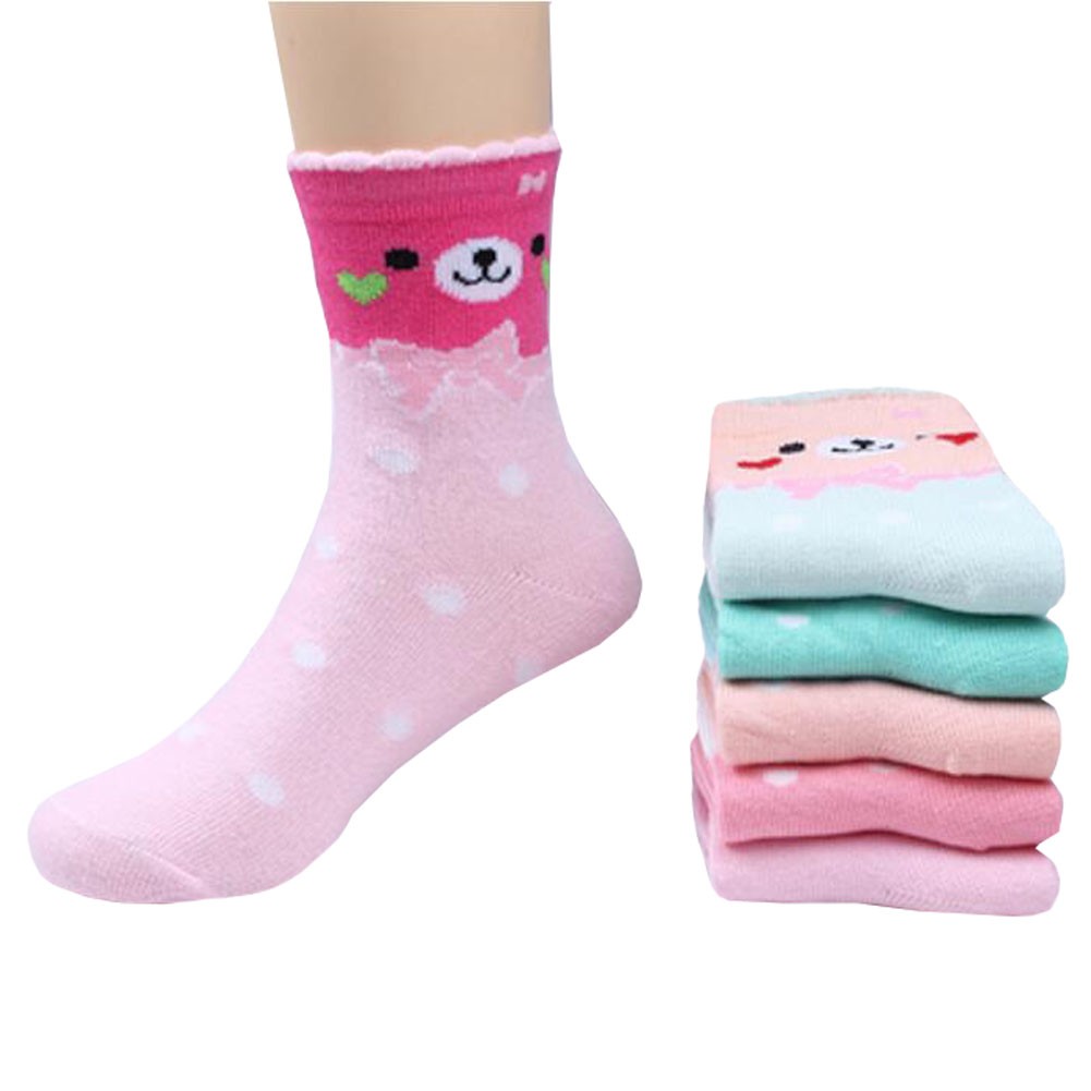 5 Pairs of Cozy kids Cotton Socks Children  Gifts Comfortable Socks,5-6years??bear