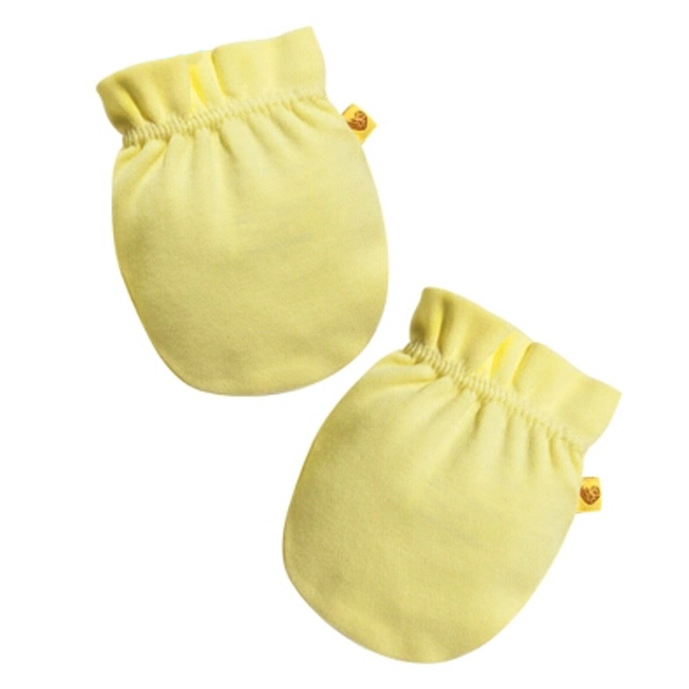 Soft Cotton Baby Gloves Newborn Mittens No Scratch Mittens,  Yellow