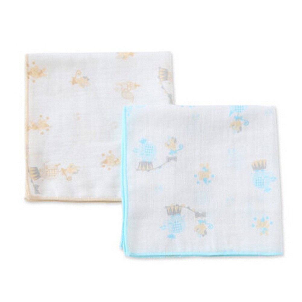 Set of 2 Baby Handkerchiefs Small Squares Gauze Cloth Handkerchief