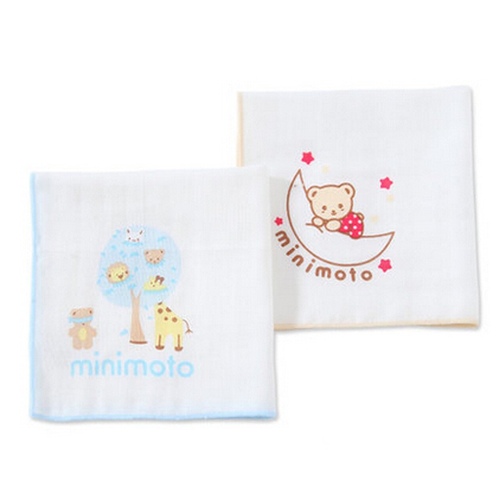Set of 2 Baby Handkerchiefs Small Squares Gauze Cloth Handkerchief,Bear