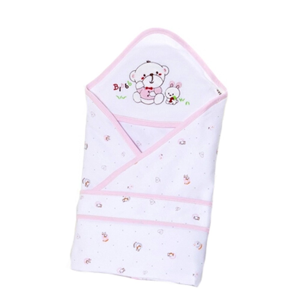 Lovely Baby Receiving Blankets Summer Hooded Swaddleme Bear ,Pink