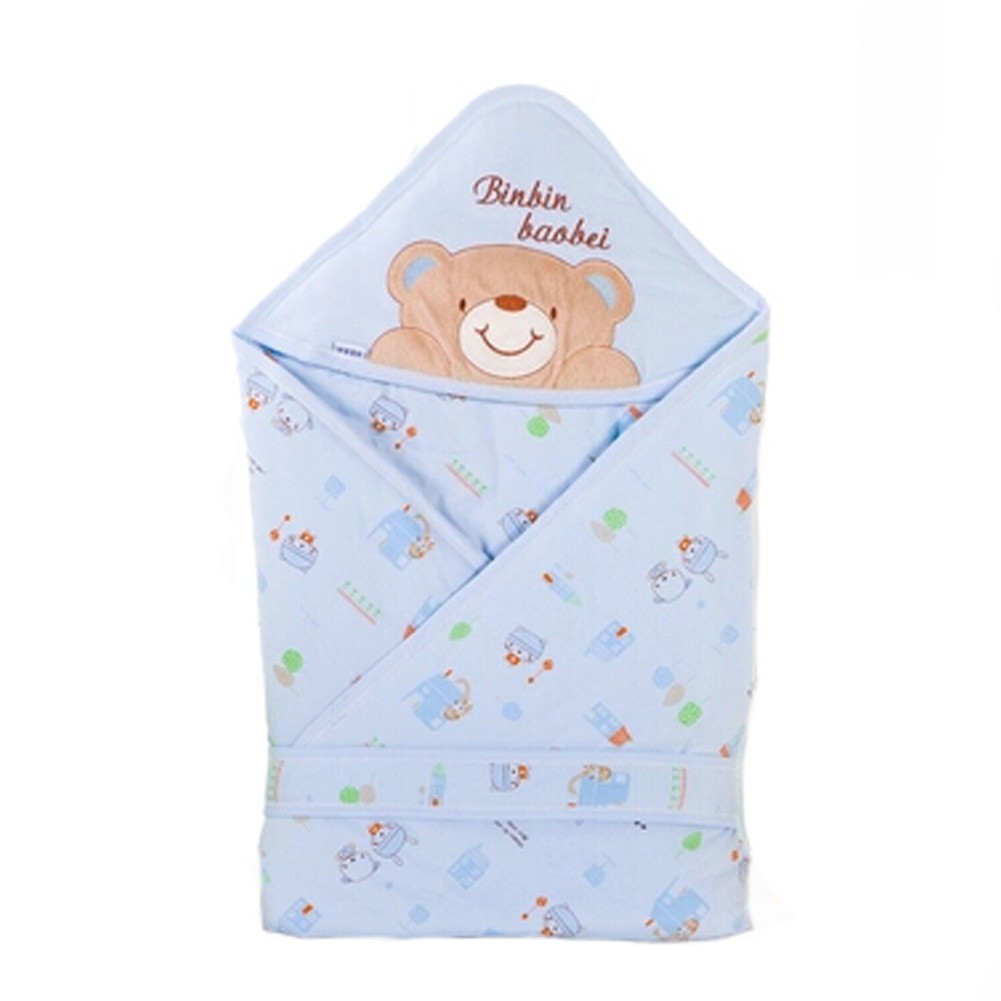 Lovely Baby Receiving Blankets Thick Spring Hooded Swaddleme Bear ,Blue