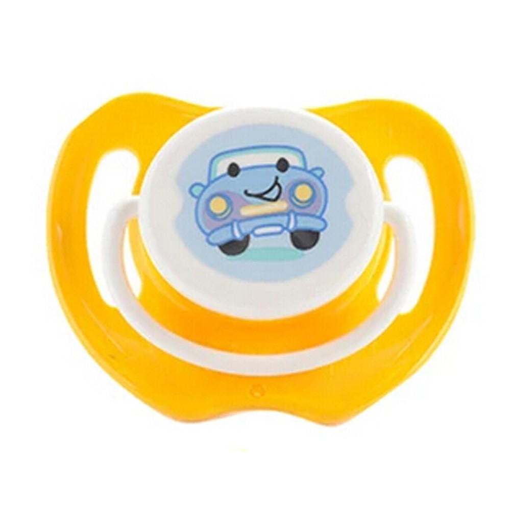 Lovely Cartoon Free Nighttime Infant Pacifier, Car,Yellow