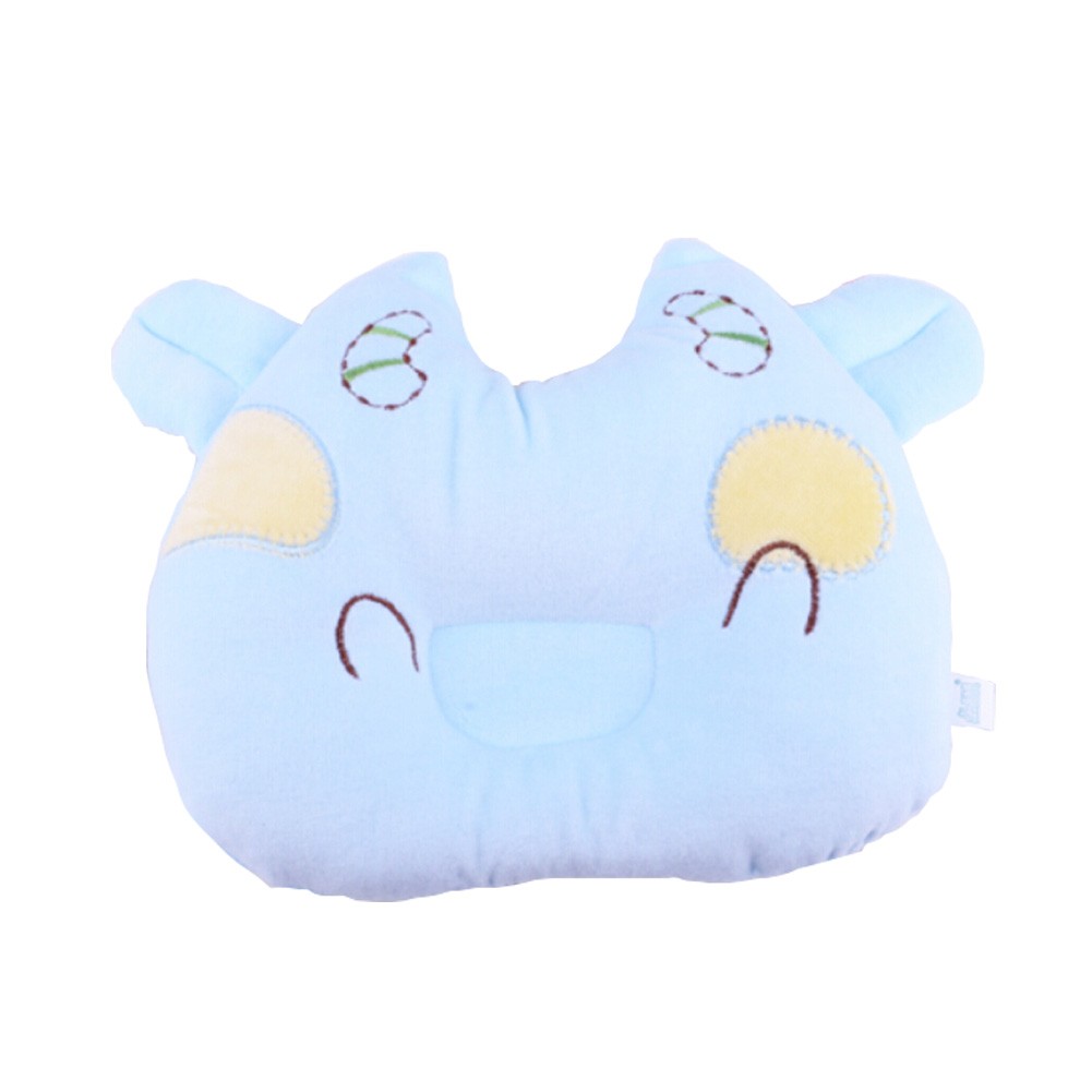 Cute baby Newborn Baby Anti-roll Pillow Prevent Flat Head Cute Cow Blue