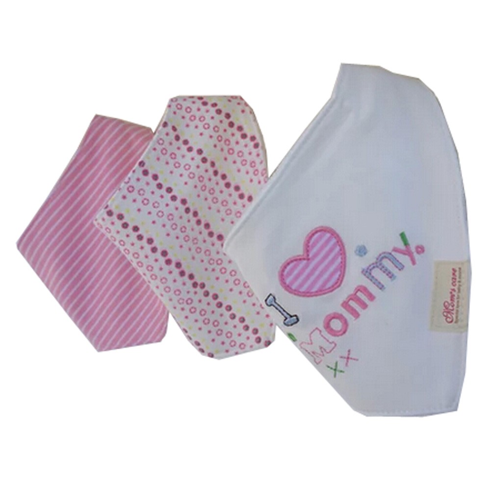 Lovely Feeding Bandana Bibs for Babies and Toddlers Set of 3( I love mommy )