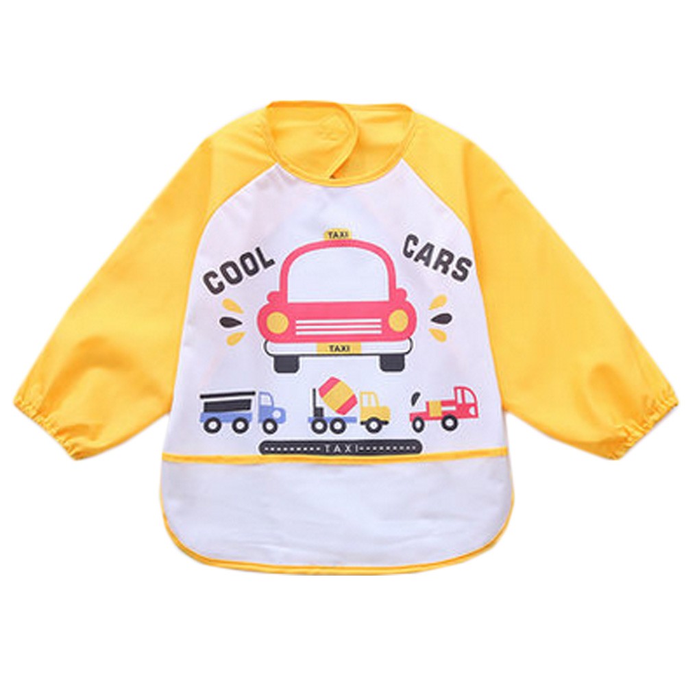 Lovely Waterproof Baby Feeding Clothes Long-sleeved Baby Bibs Car