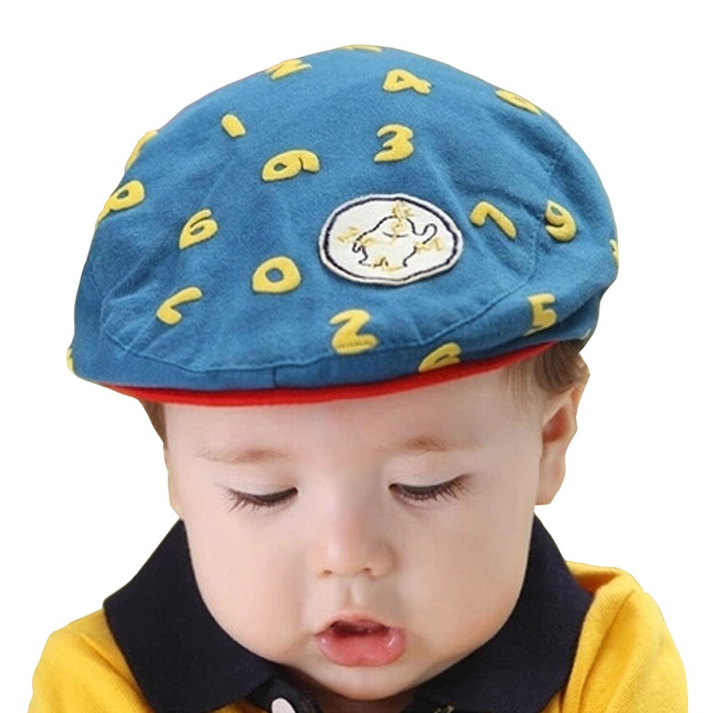 Lovely/Fashion Baby Boys Beret Cap Short brim hat Peaked Cap Letters Lake Blue