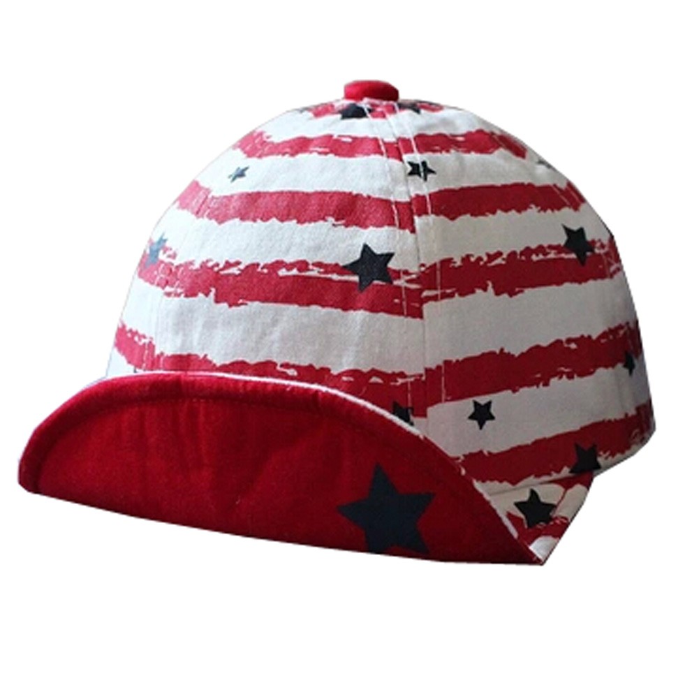 Baby's Summer Outdoor Baseball Cap Star Soft Brim Sun Protection Hat,Red
