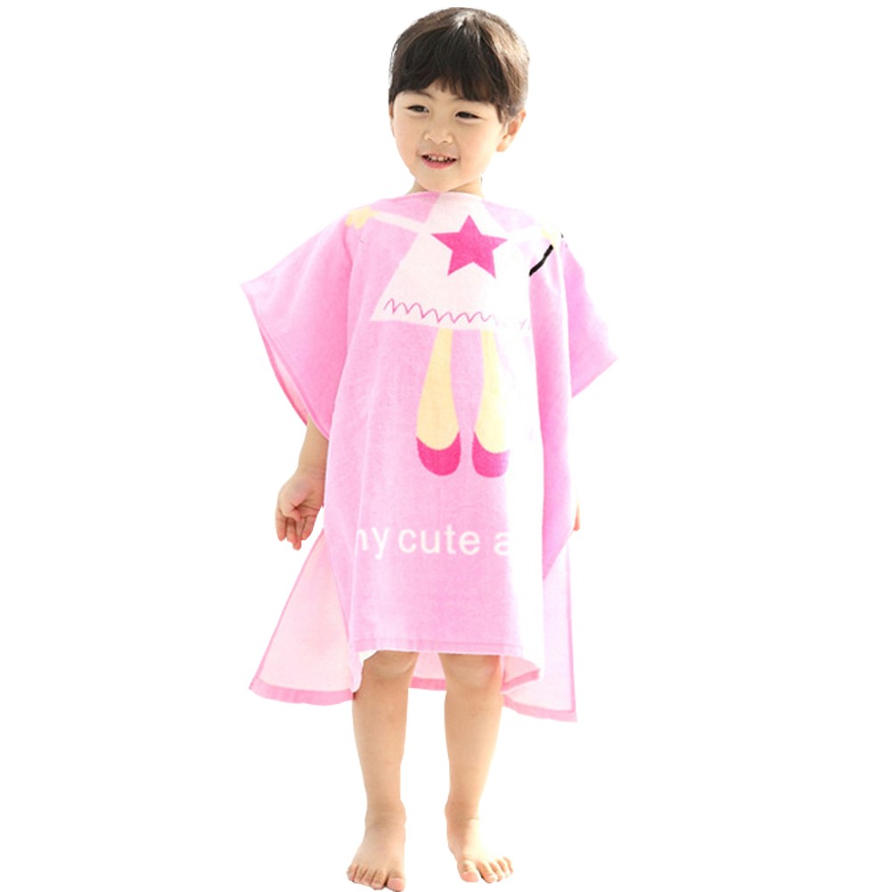 Childrens Cute And Fashion Style Hooded Bath Towel Bathrobes Angel Pink