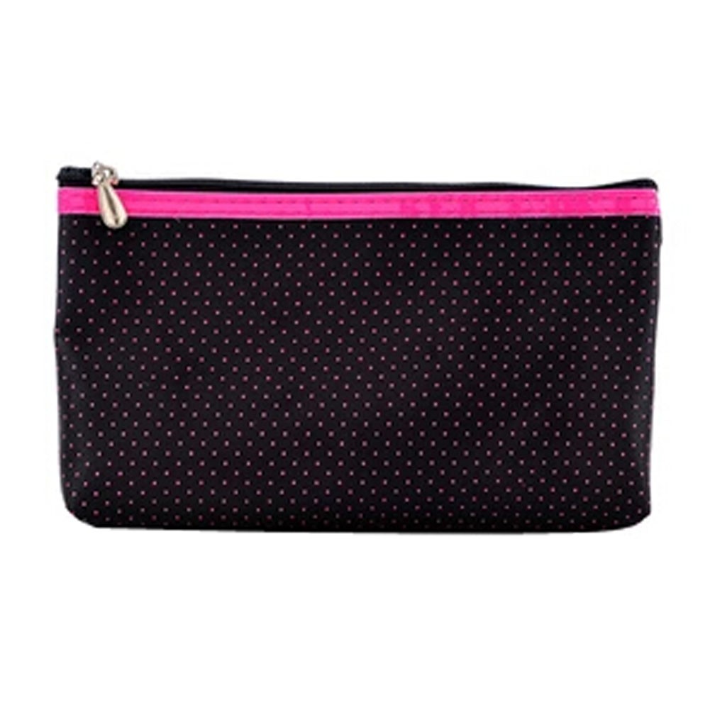 Mini Portable Travel Cosmetic Bag Makeup Pouches Small Dot,Black