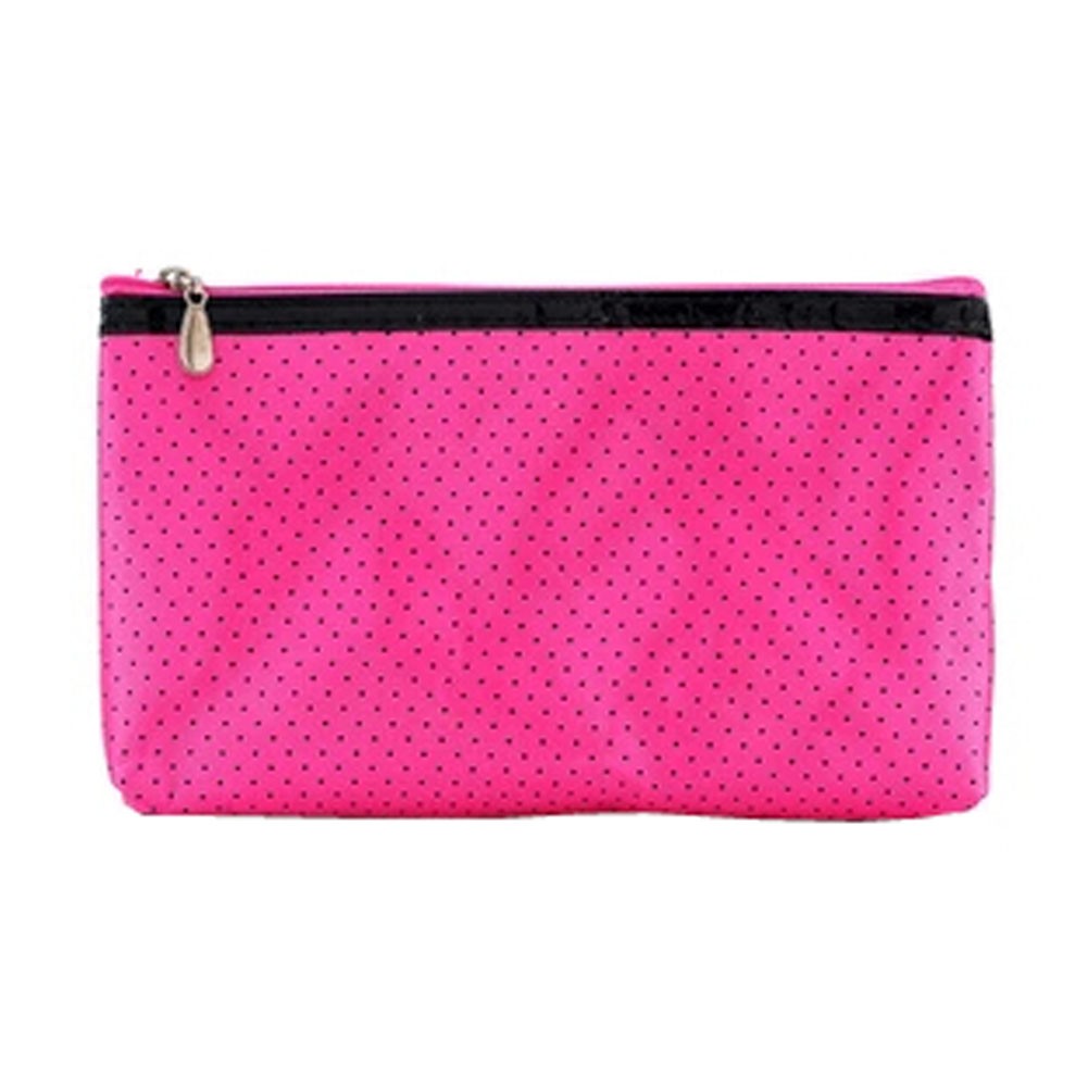 Mini Portable Travel Cosmetic Bag Makeup Pouches Small Dot,Rose Red