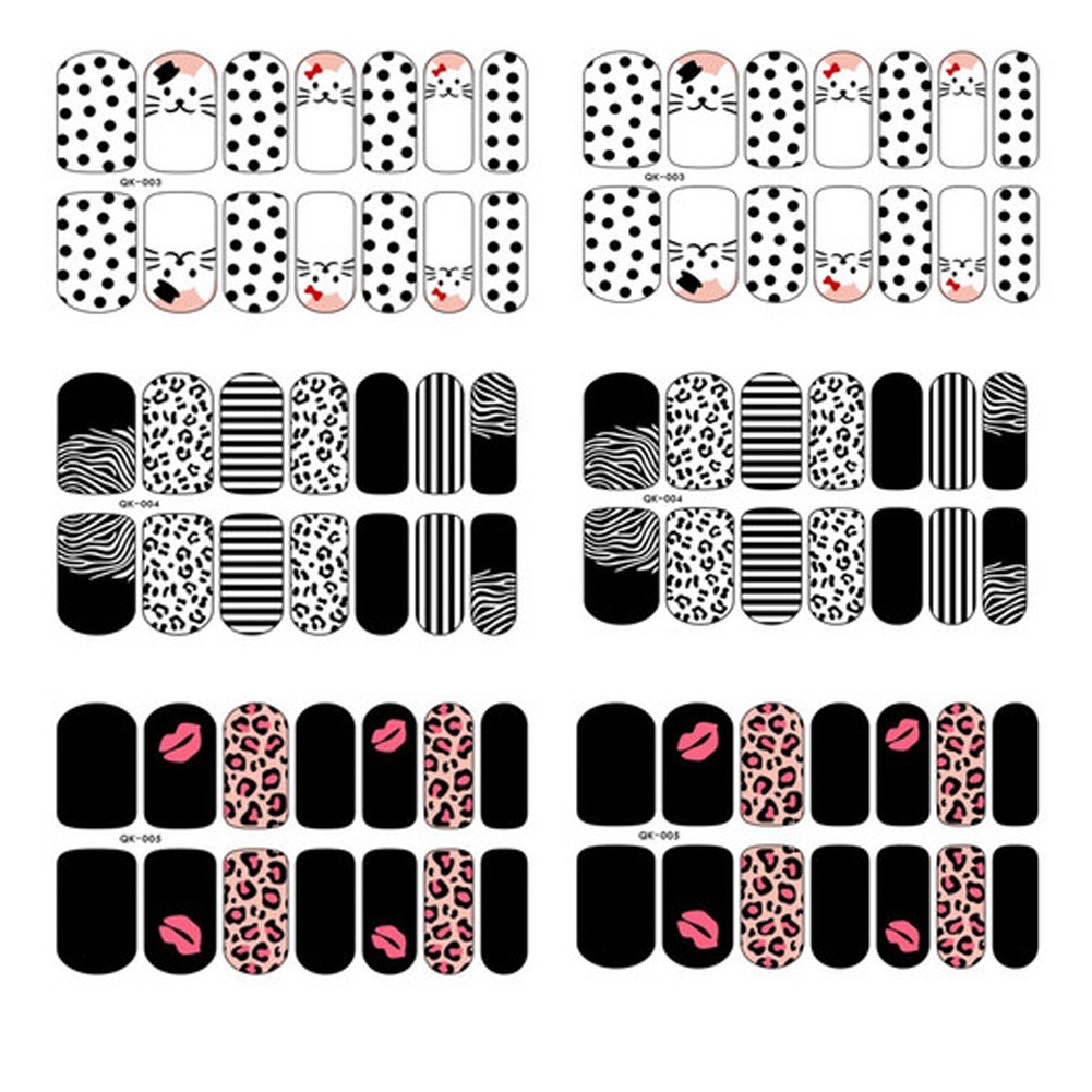 [6 Sheet]Nail Art Sticker Nail Decal Full Nail Wrap Nail Art Tattoo-Pattern G