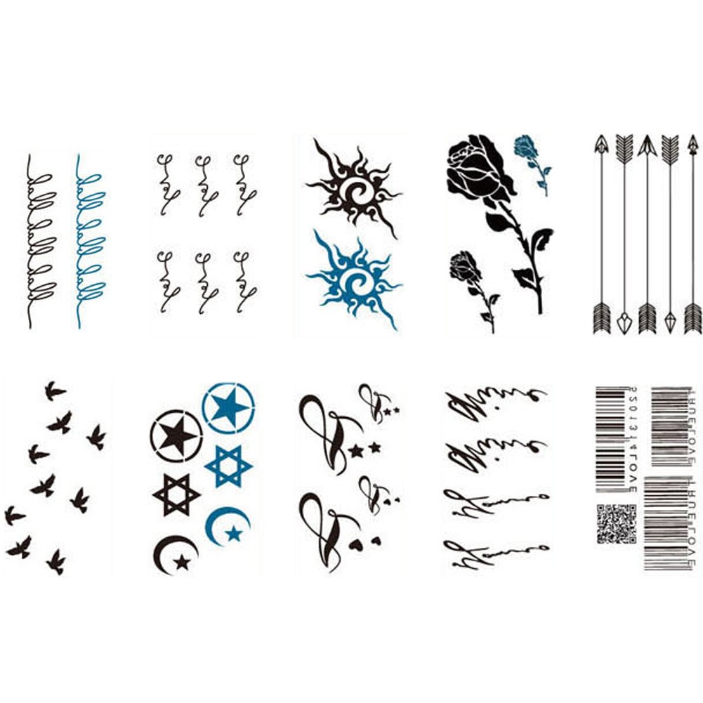 10 Sheets Fashion Body Art Stickers Removable Waterproof Temporary Tattoos ( G )