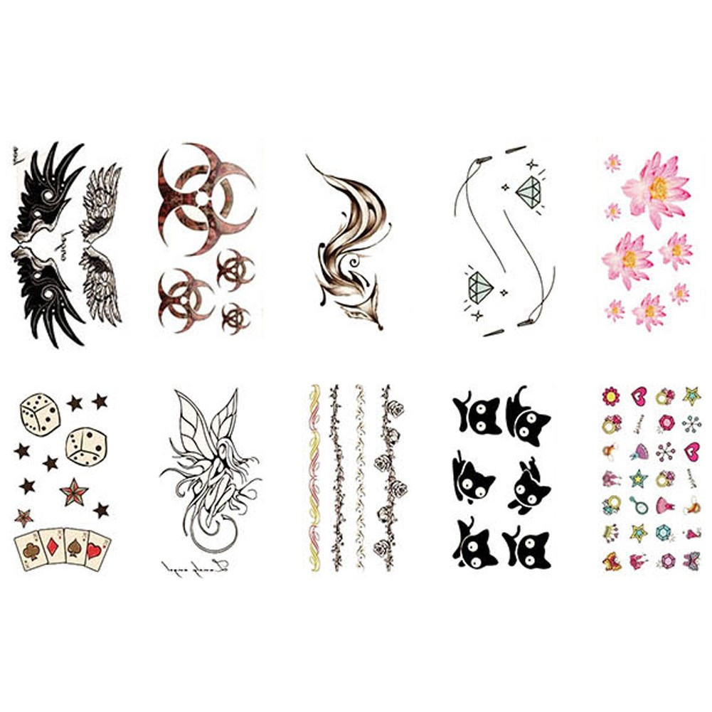 10 Sheets Fashion Body Art Stickers Removable Waterproof Temporary Tattoos ( M )