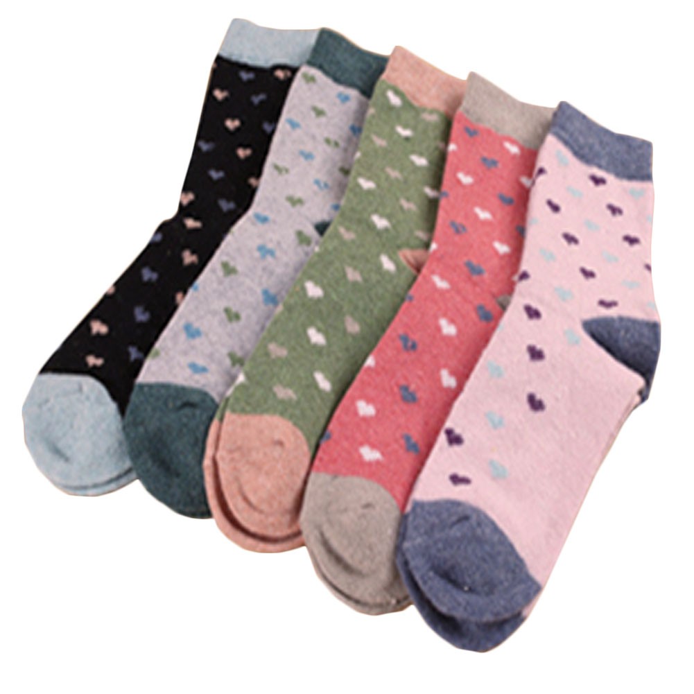 Set of 5 Pairs Women Autumn/Winter Thicken Warm Cute Cotton Socks D