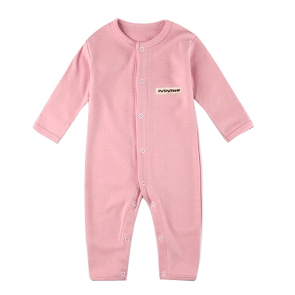 Soft Cotton Infant Coverall Long Sleeve Baby Bodysuit Baby Clothes, Pink