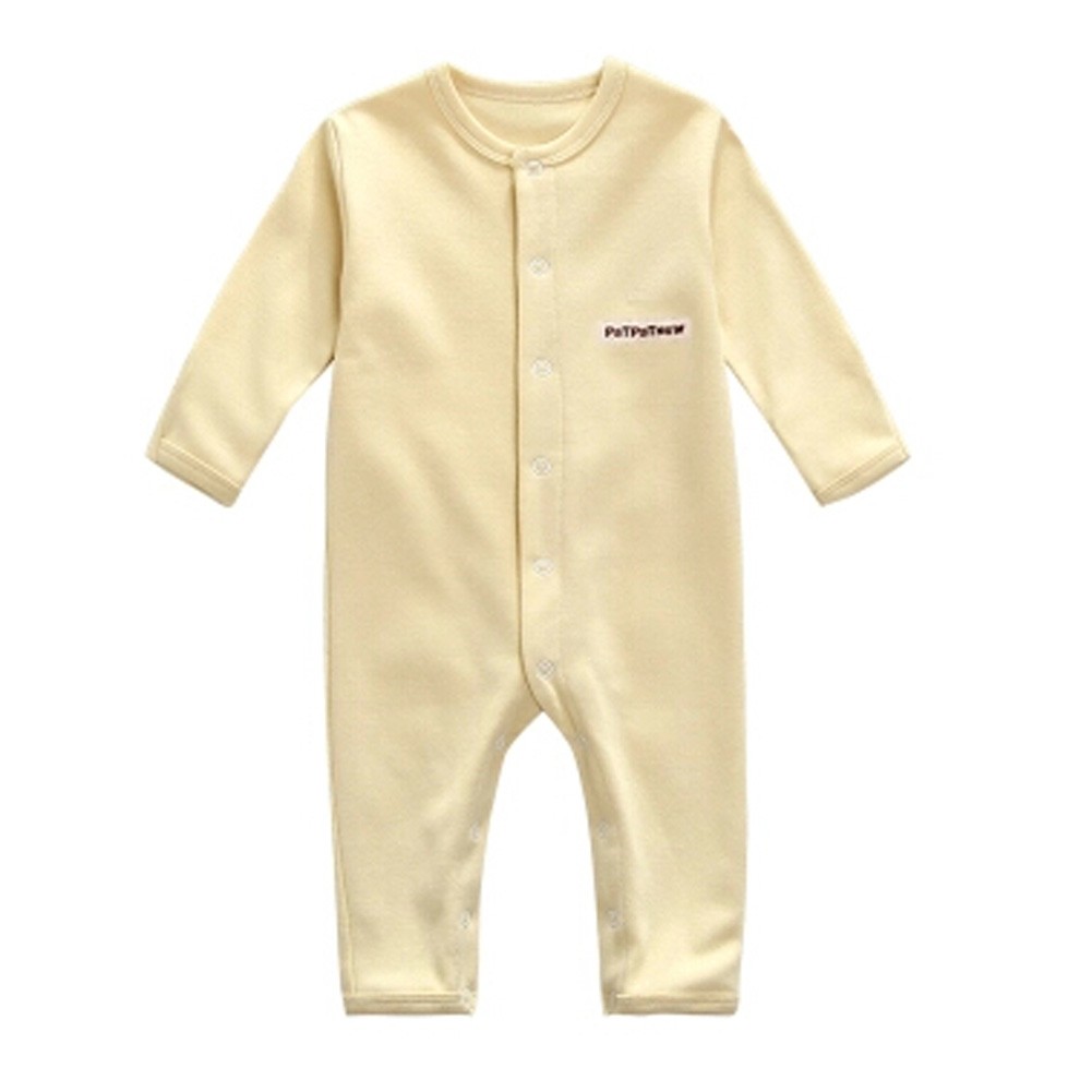 Soft Cotton Infant Coverall Long Sleeve Baby Bodysuit Baby Clothes, Yellow