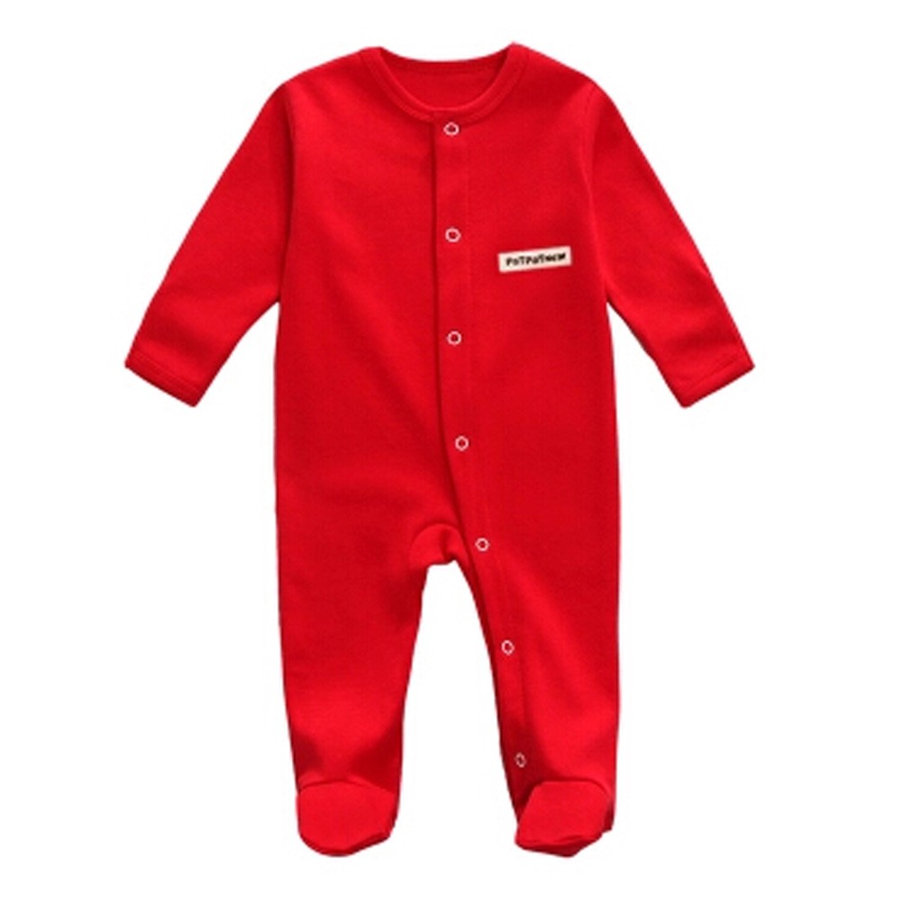 Unisex Long Sleeve Baby Bodysuit Infant Coverall Kid Sleeper, Red