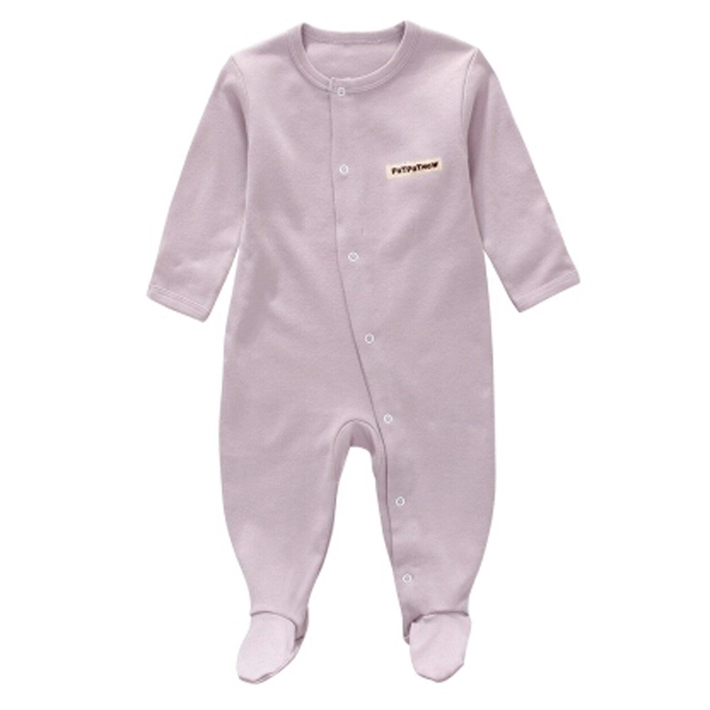 Unisex Long Sleeve Baby Bodysuit Infant Coverall Kid Sleeper, Light Purple