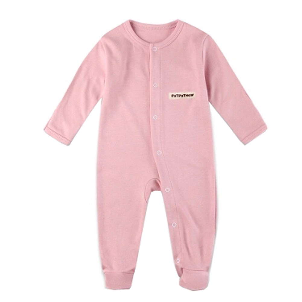 Unisex Long Sleeve Baby Bodysuit Infant Coverall Kid Sleeper, Pink