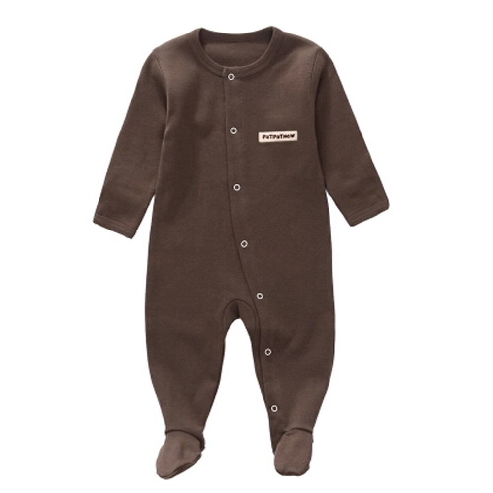 Unisex Long Sleeve Baby Bodysuit Infant Coverall Kid Sleeper, Coffee