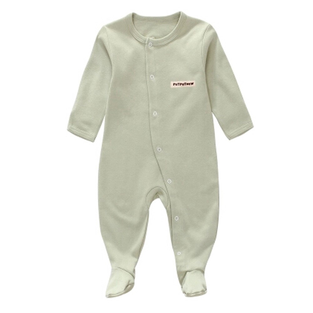 Unisex Long Sleeve Baby Bodysuit Infant Coverall Kid Sleeper, Pea Green