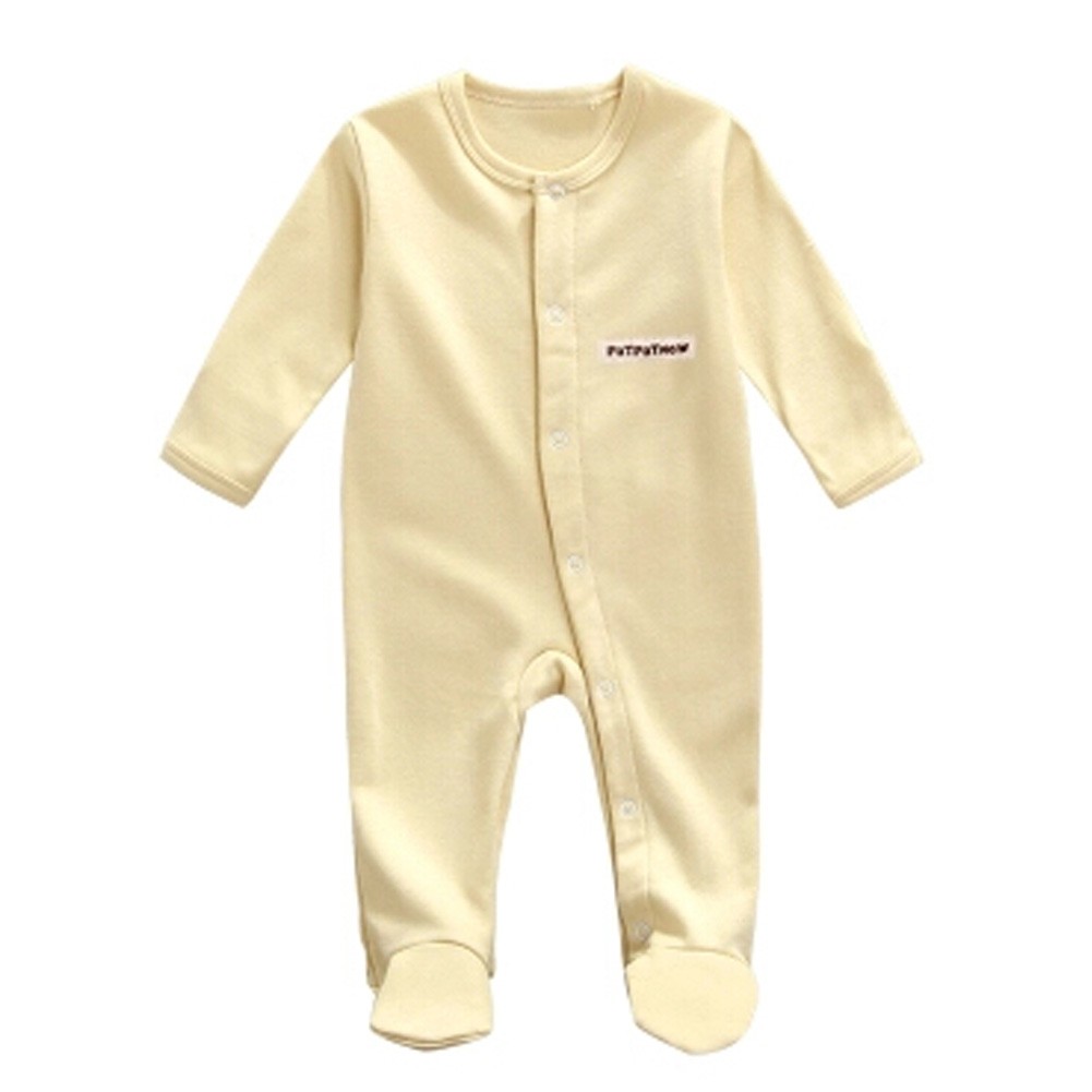 Unisex Long Sleeve Baby Bodysuit Infant Coverall Kid Sleeper, Yellow