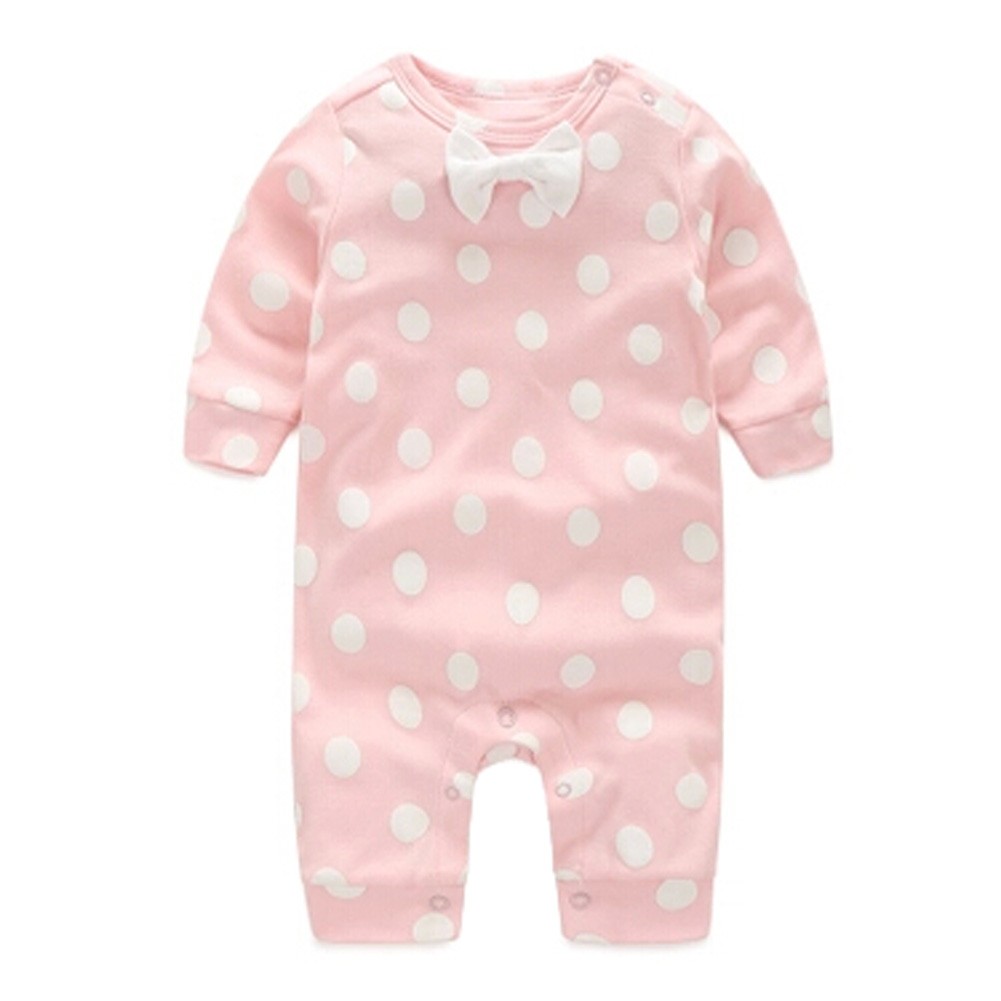 Lovely Girl's Long Sleeve Baby Bodysuit Infant Coverall Baby Clothes, Pink