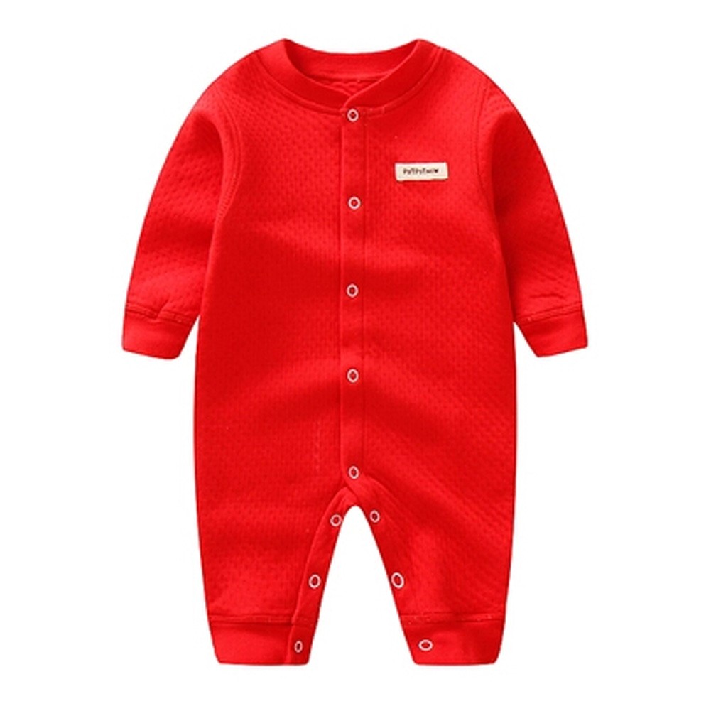 Breathable Newborn Baby Autumn Jumpsuits Bodysuit Infant Coverall, Red