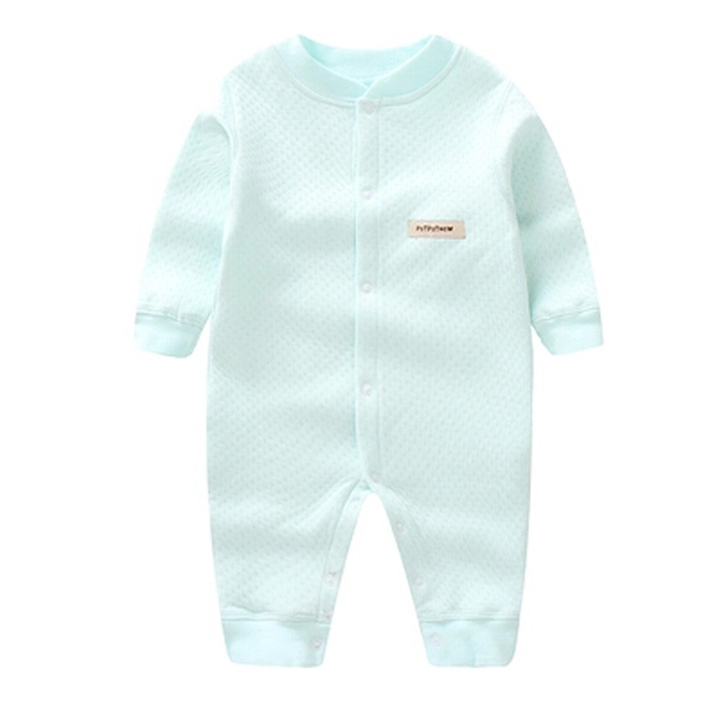 Breathable Newborn Baby Autumn Jumpsuits Bodysuit Infant Coverall, Mint green