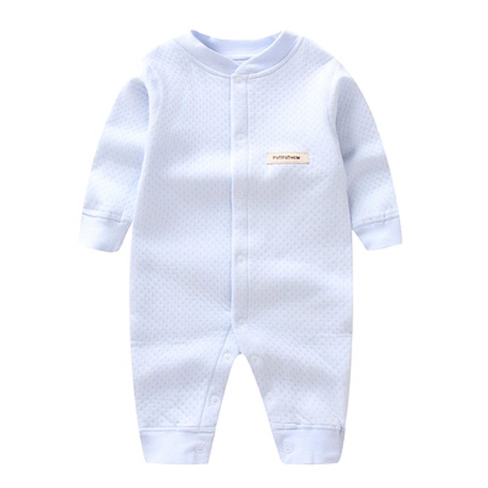 Breathable Newborn Baby Autumn Jumpsuits Bodysuit Infant Coverall, Light Blue