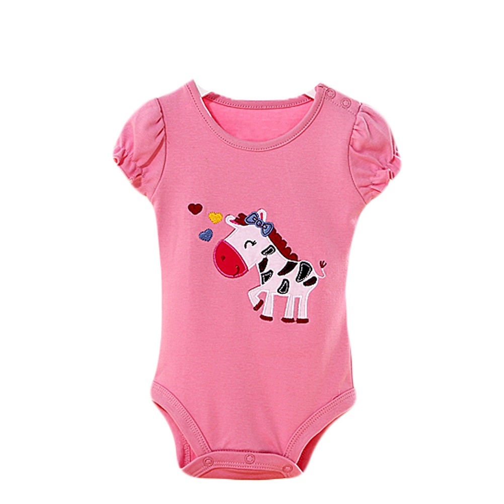 Baby Organic Pure Cotton Summer Short Sleeve Bodysuit to 12M Elephant Pink