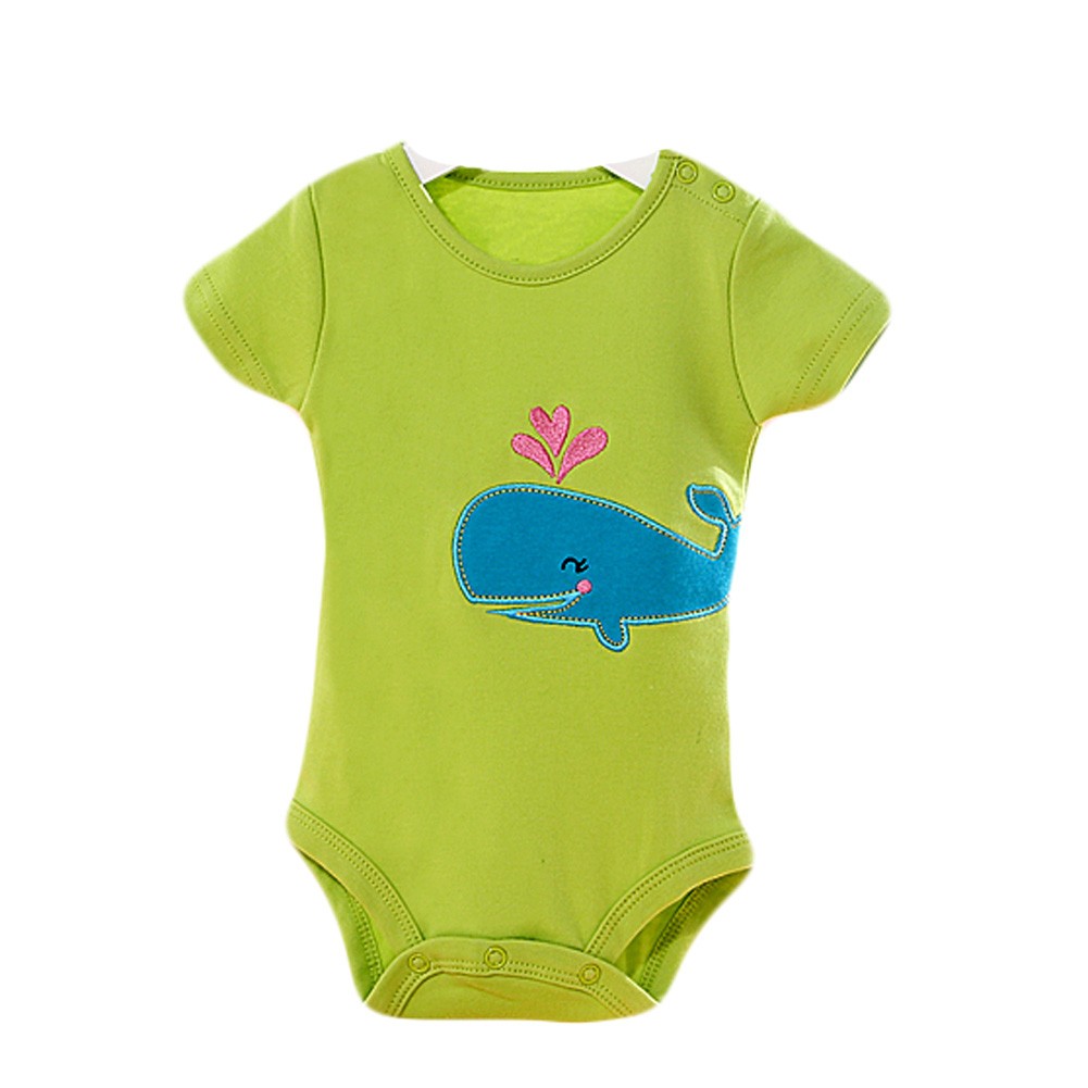 Baby Organic Pure Cotton Summer Short Sleeve Bodysuit to 12M Whale