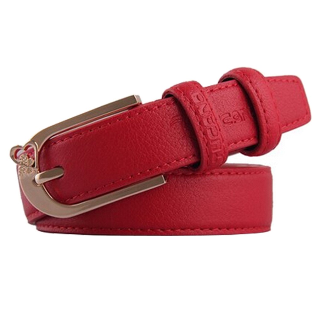 Fashionable Ladies Joker Belts Casual Bales Catch Leather Pin buckle Red