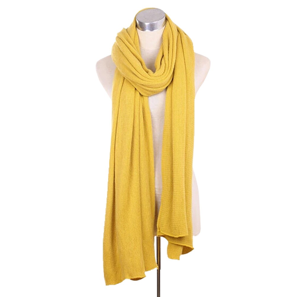 Lady's Stylish Pure Colour Scarves Luxurious Pashmina Scarf Knitted scarf Yellow
