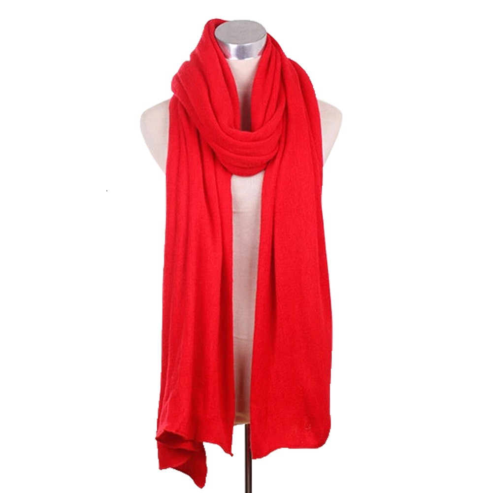 Lady's Stylish Pure Colour Scarves Luxurious Pashmina Scarf Knitted scarf Red