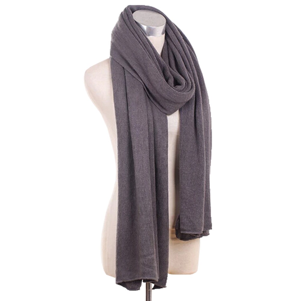 Lady's Stylish Pure Colour Scarf Luxurious Pashmina Scarf Knitted scarf Gray