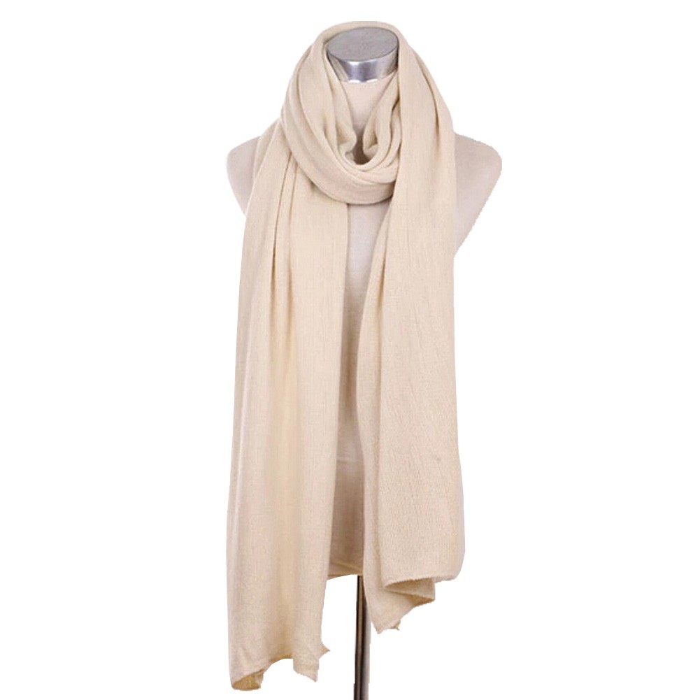 Lady's Stylish Pure Colour Scarf Luxurious Pashmina Scarf Knitted scarf Beige