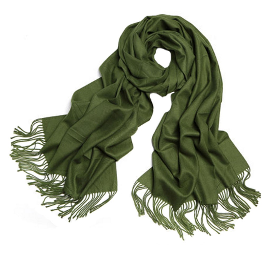Womens Girls Scarf Comfortable Scarves Shawl Wrap Solid Color, Army Green