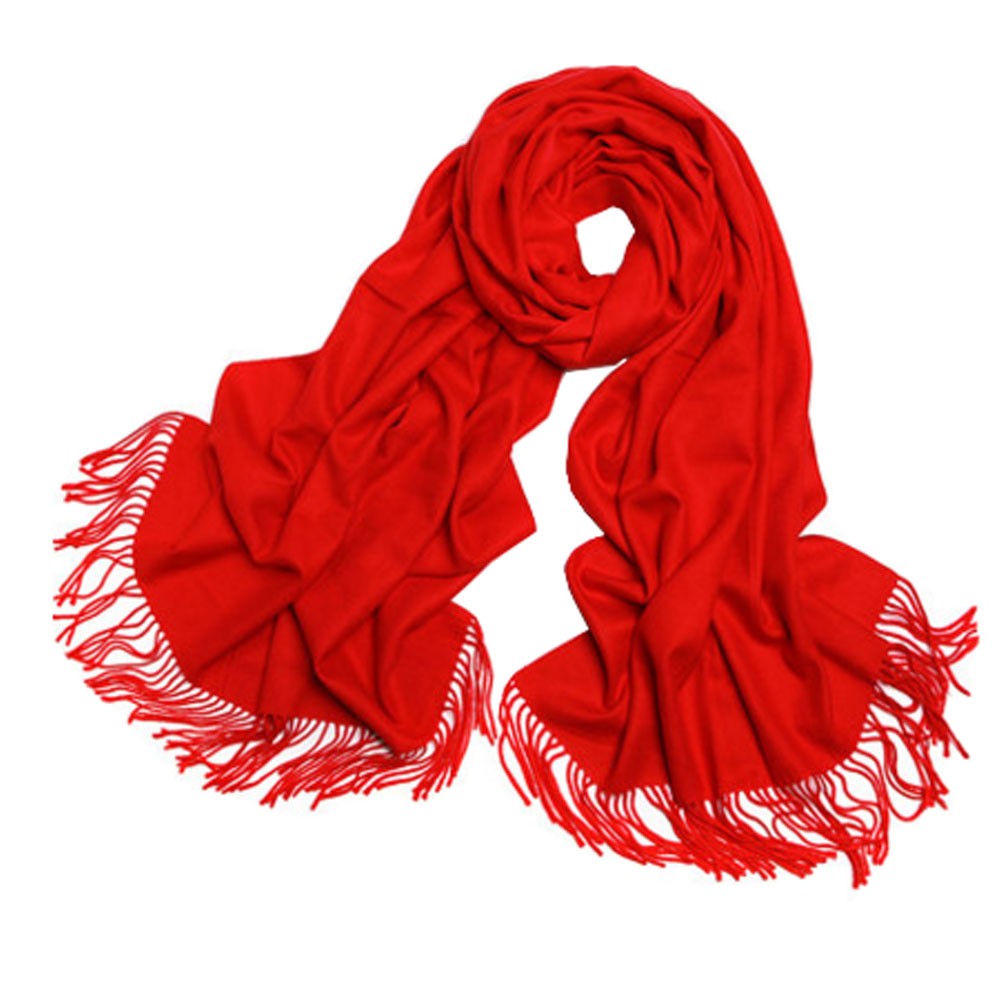 Ladies Elegant Scarf Comfortable Scarves Shawl Wrap Solid Color, Red