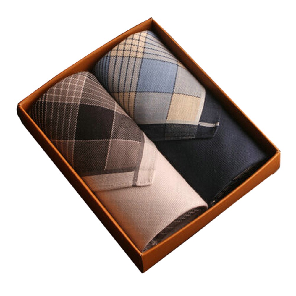Set of 2 Men Pocket Square 100% Cotton Soft Plaid Handkerchiefs ,Blue/Gray