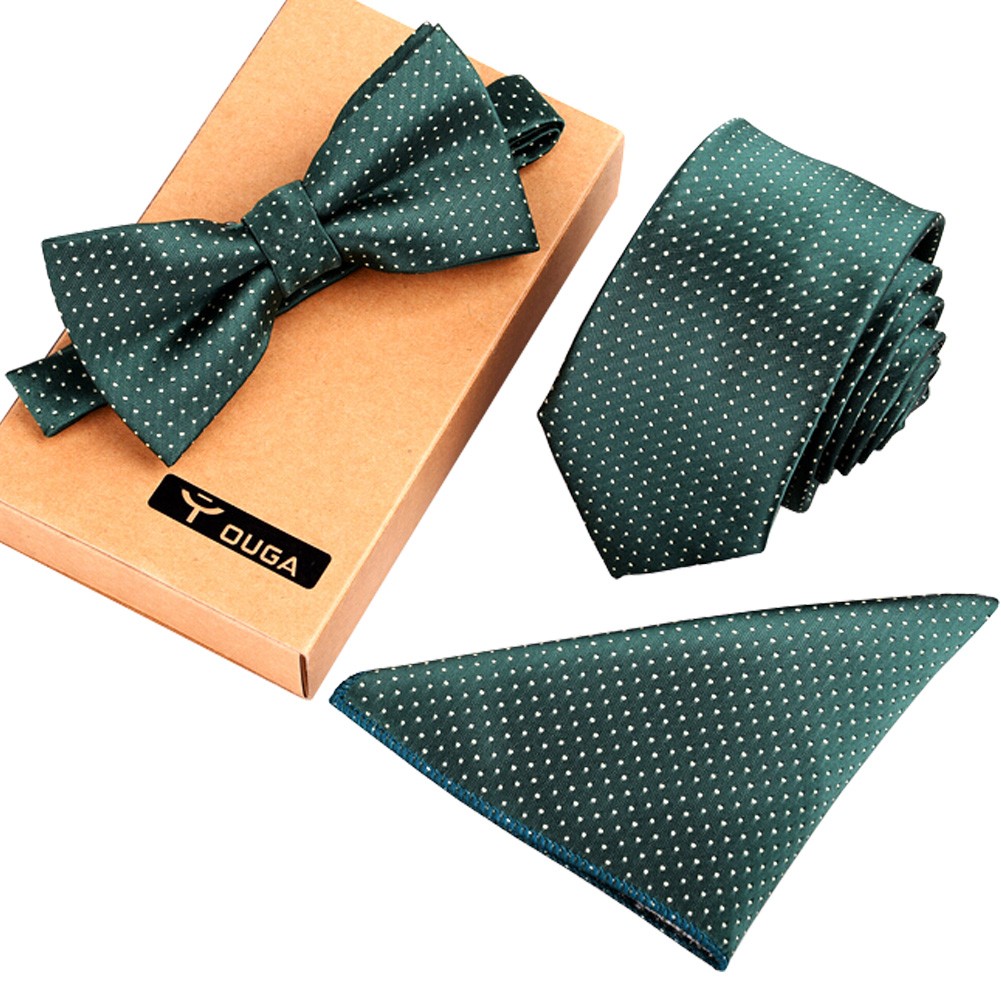 Mens Formal/Informal Ties Set, Necktie/Bow Tie/Pocket Square Wedding Ties