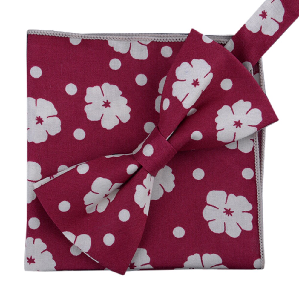 Korean Formal/Informal Bow Tie Pocket Square Casual Cotton Handkerchief #06