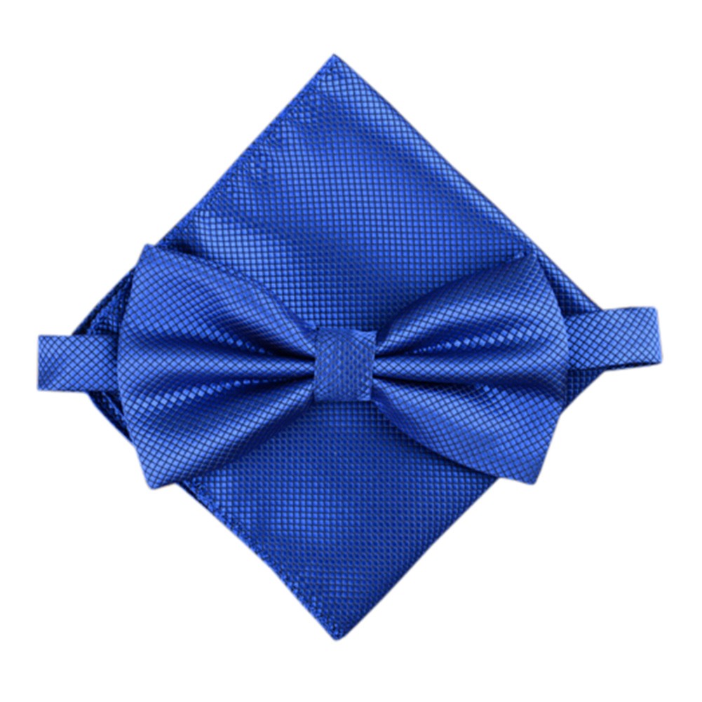Stylish Wedding Bow Tie Pocket Square Pocket Cloth Handkerchief Royalblue