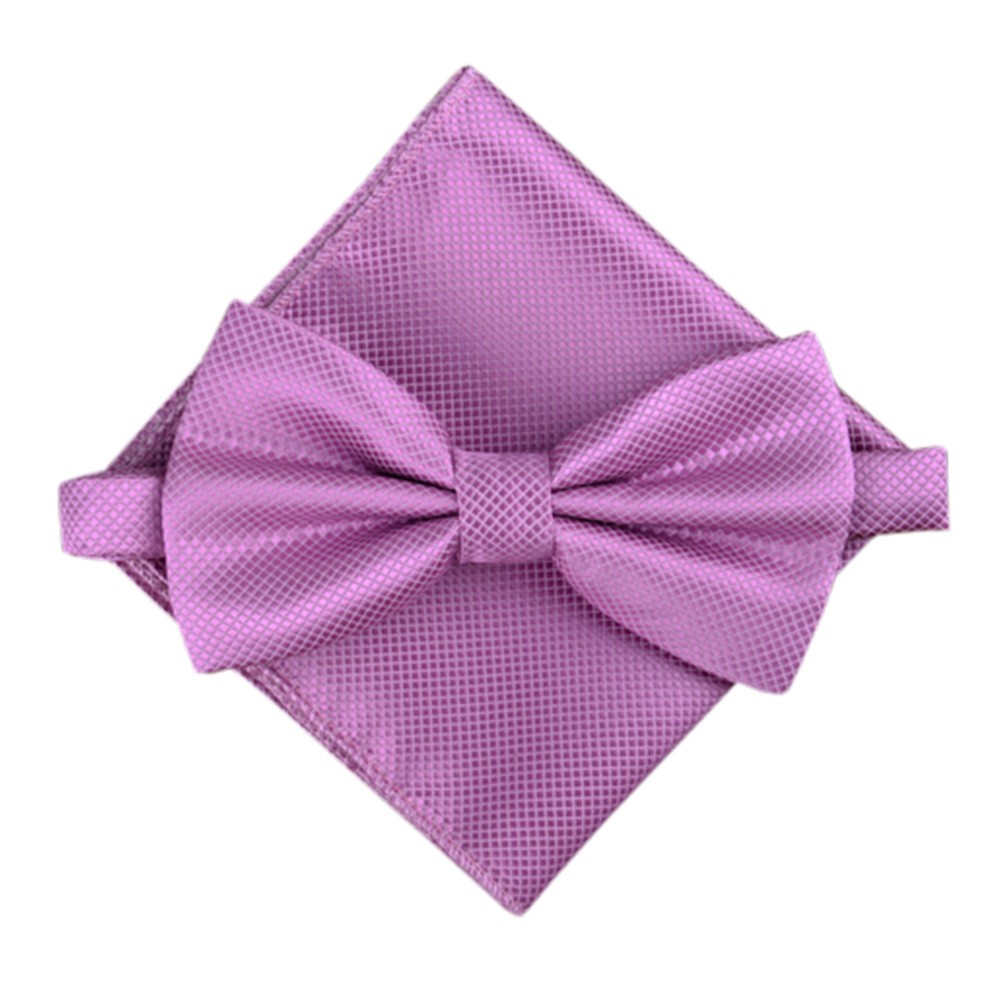 Stylish Wedding Bow Tie Pocket Square Pocket Cloth Handkerchief Purple